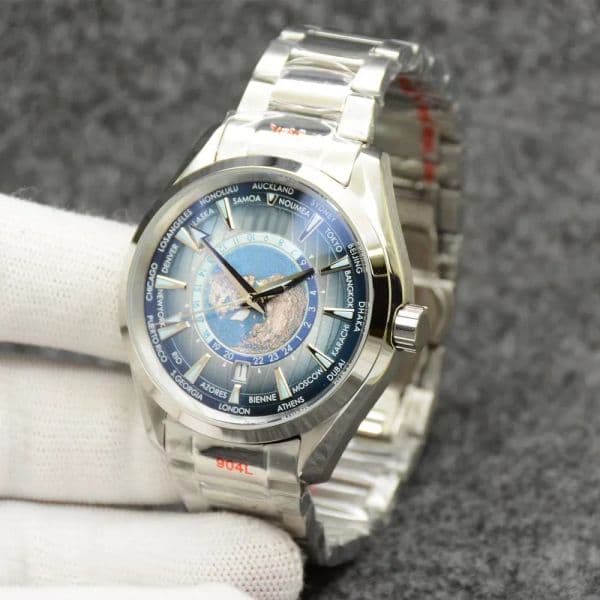 terra Style Black Dial Watch Automatic Mechanical Stainless Steel Glass Back Sports Sea Mens Watchesdesigner