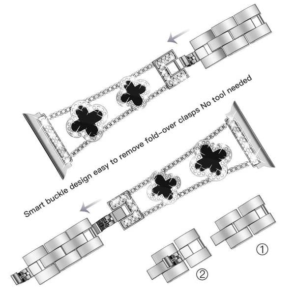 Leaf Flower Four Bracelet Watch Strap Wristband Band Straps for Watch Ultra 49mm iWatch 44/45/46mm 40/41mm Fluent Elsgant Line with Bling Goes With Any Jewelry Z260603