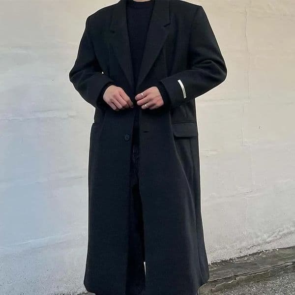 Winter Korean mens wool coat American medium length windbreaker jacket 241108