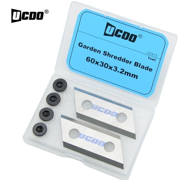 UCDO 1 Pair Garden Shredder Blades 60x30x3.2mm Wood Chipper Knives with Screws for Eco ES1600 Ryobi RSH2545B Einhell BG-KS 2040