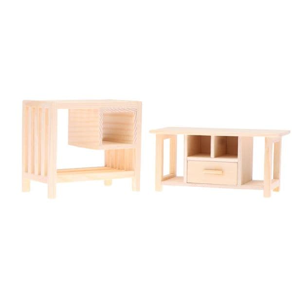 112 Dollhouse Miniature Furniture Storage Rack Sundries Rack Coffee Table TV Cabinet Living Room Kitchen Shelf Model Decor Toy