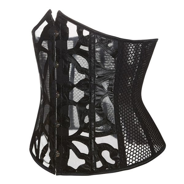Gothic Waist Trainer Bandage Tummy Wrap Waist Cinchers Short Torso Bustier Hollow Out Mesh Underbust Corsets