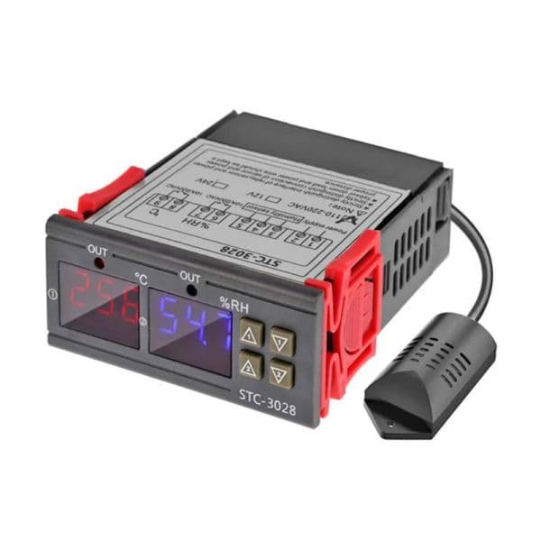 STC-3028 Dual Digital Temperature Humidity Controller Heating Cooling Thermoregulator Thermostat for Incubator AC 220V DC12V 24V