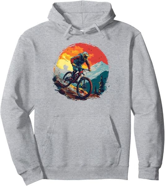Hoodie for Mens Womens Cycling Mountain Bike Cyclist Sunset Trails Bicycle Gift Pullover Hoodie Graphic Hoodies sweatshirt