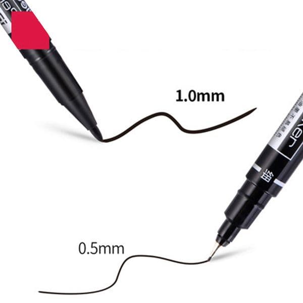 6Pcs/Lot Creative Waterproof Permanent Dual Tip 0.5/1.0 Mm Nib Black Blue Red Art Marker Pens Student School Office Stationery