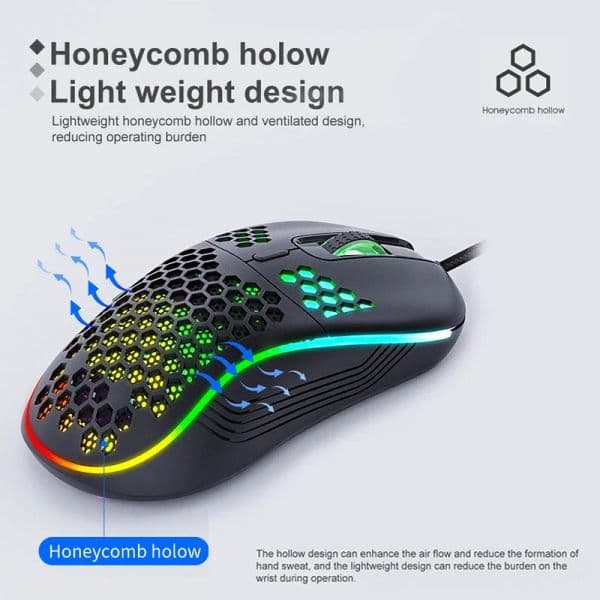 ZIHOTLE Mouse 7200DPI High-end Portable USB Wired RGB Gaming Mouse Cellular Housing Ergonomic PC Laptop Accessories