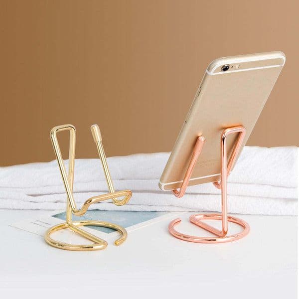 1PC Metal Lazy Wire Mobile Phone Portable Holder Gold For Ipad 2025 Mobile Phone Universal Storage Rack Accessories Desk Decoration