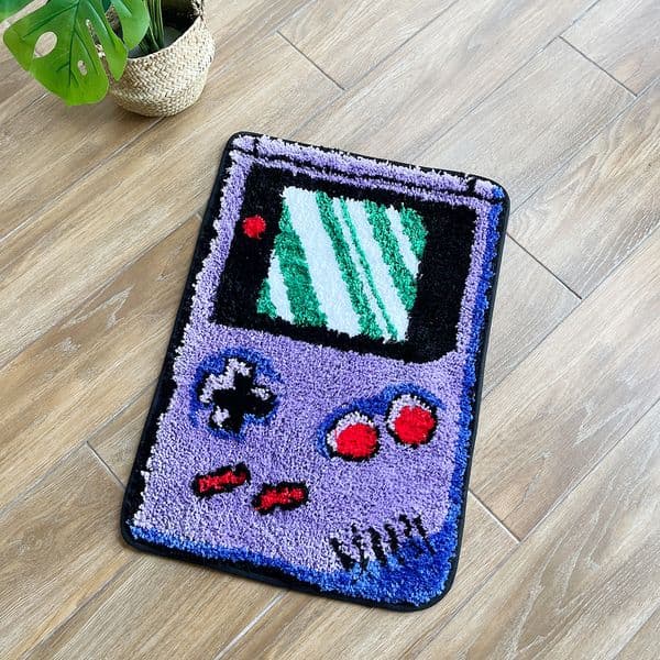 Game Player Tufted Carpet Purple Game Console Tufted Rug House Decor Funny Childhood Memories Rug Cute Flocking Carpet Floor Pad