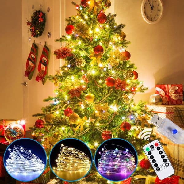 5/10m Outdoors Christmas Lights USB Led String Lights Garland Wreath Fairy Lights Wedding Party Home Decoration