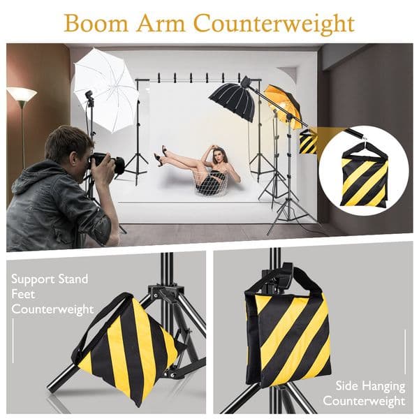 SH Black And Yellow Stripes Photography Sandbags C-stand Boom Arm Cantilever Light Tripod SandBag For Background Backdrop Stand