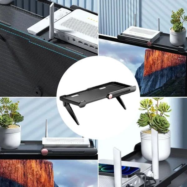 Screen Shelf for Monitor Adjustable TV Top Storage Shelf Space Saving Storage Bracket for Home Apartment Ergonomic Shelf