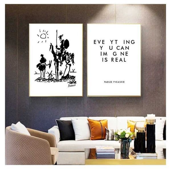 Pablo Picasso Art Paintings Canvas Print Don Quixote Poster Painting Wall Picture Home Decor everything you can imagine is real W241109