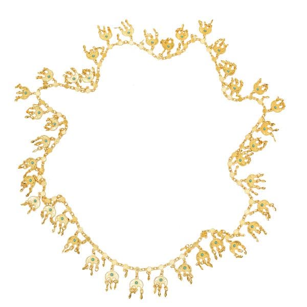 125cm Long Chain Moon Pendant Tassel Shoulder Body Chain Golden Turkish Ethnic Traditional Clothing India Kurdish Bride Jewelry