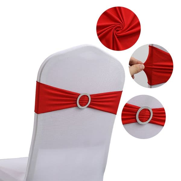 20PCS Chair Sashes Universal Elastic Spandex Stretch Chair Bows with Buckle Slider for Wedding Reception Hotel Event Party Decor