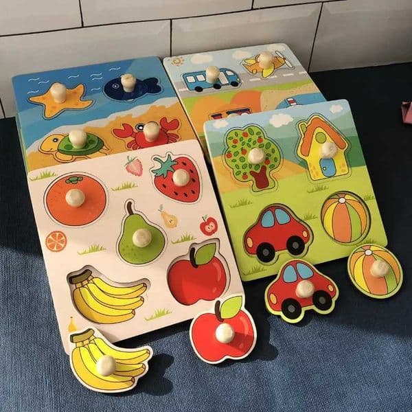 1 childrens handmade scraper 3D puzzle wooden toy Montessori early education fruit cognitive puzzle toy for children W241109