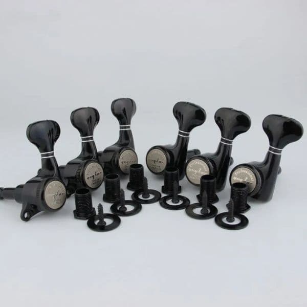 GUYKER Guitar Machine Heads Locking String Tuning Key Pegs Tuners for Electric Guitars Black