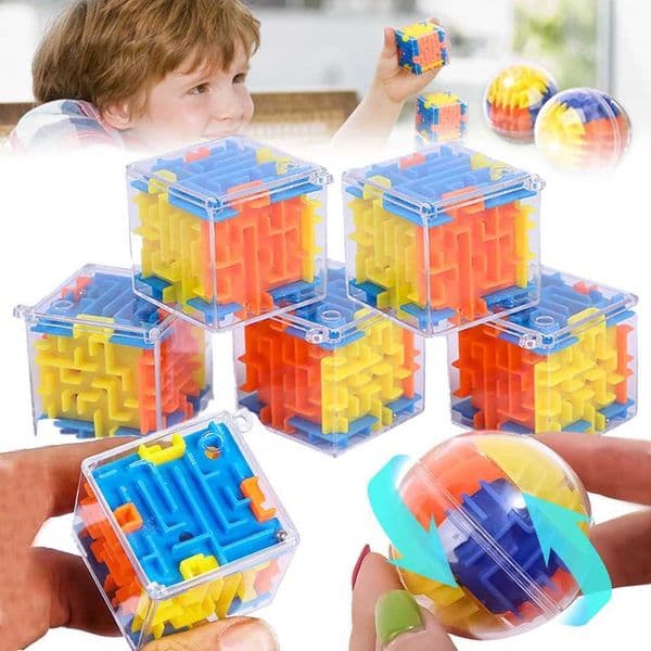 2 childrens puzzle educational toys transparent 3D walking beads 3D maze ball decompression mini circular maze toy W241109
