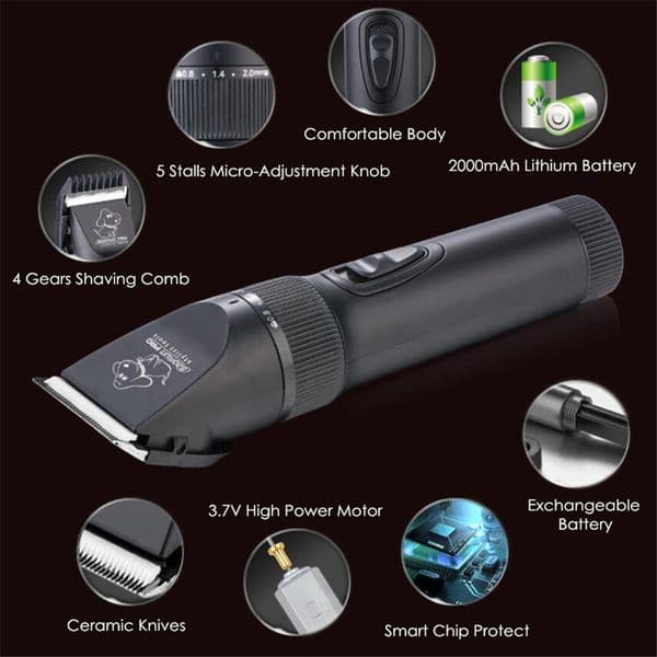 BaoRun Professional Dog Hair Trimmer Low-noise Cat Grooming Clippers for Dog Rechargeable Hair Cutters Haircut Machine 110-240V