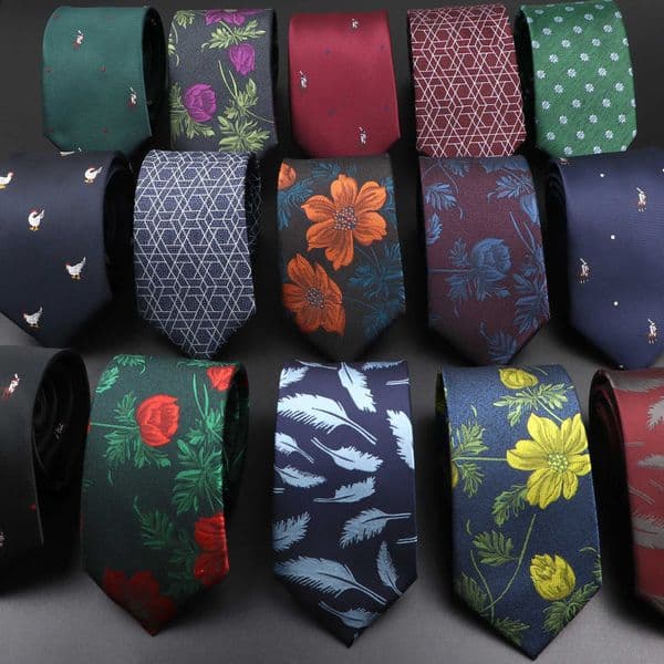 Novelty Mens Tie Floral Feather Elk Geometric Patten Red Blue Neckties Leisure Busin Daily Wear Cravat Wedding Party GiftX241109