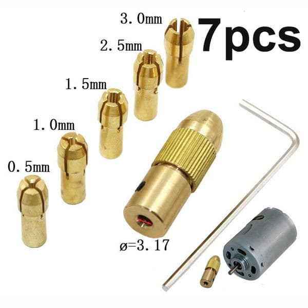 7pcs/Set Brass Dremel Collet Mini Drill Chucks For Electric Motor Shaft Drill Bit Tools Metal Drills Chuck Adapter 0.5-3.0mm