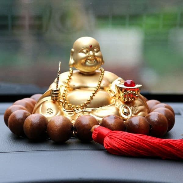 Wood Beads Car Pendant Decor Hanging Ornament Charms Rearview Mirror Blessed Rosary Buddha Beads for Peace