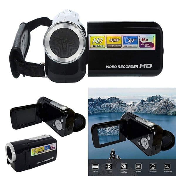 Black Portable HD 720P Digital Video Camera 16x Digital Zoom Mini DV Camera Camcorders Recorder Home Outdoor Traveling Use