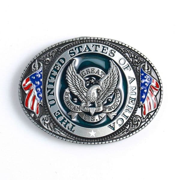 Bald Eagle American Product USA Flag Stars Stripes Belt Buckle Officer SHERIFF Leather Craft Male Cowboy Man Jeans Accessories