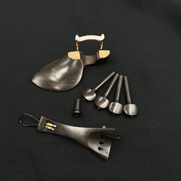 1 set High quality 4/4 violin Natural ebony wood accessories parts fittings,Tailpiece+Tuning pegs+Endpins+Chin rest/Chin Holder