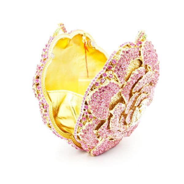 Luxury Crystal Diamond Orange Clutch Bags Party Purse Flower Designer Evening Bags