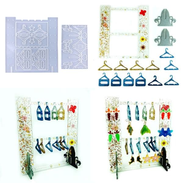 2Pcs Earring Storage Rack Drop Glue Molds Diy Earring Display Rack Jewelry Storage Rack Jewelry Hanger Silicone Mold