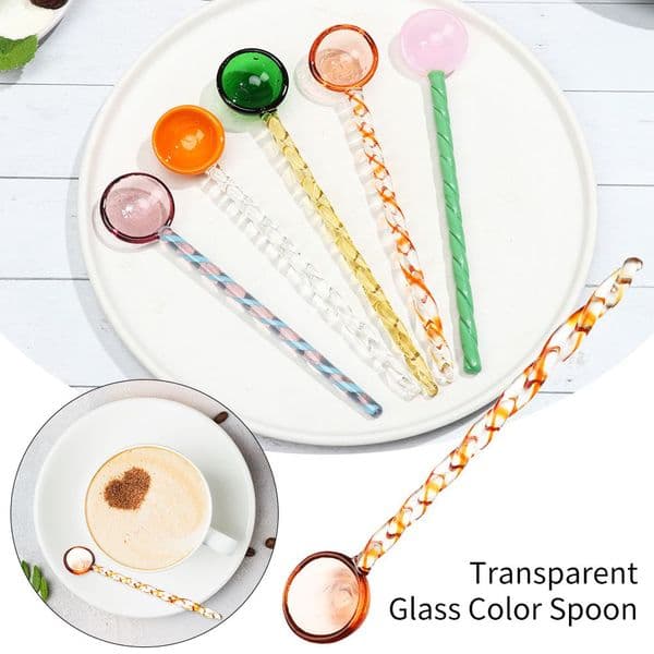 INS Style Stained Glass Tea Spoons Colorful Long Handle Coffee Scoops Glass Stirring Spoons Home Kitchen Coffeeware Tableware