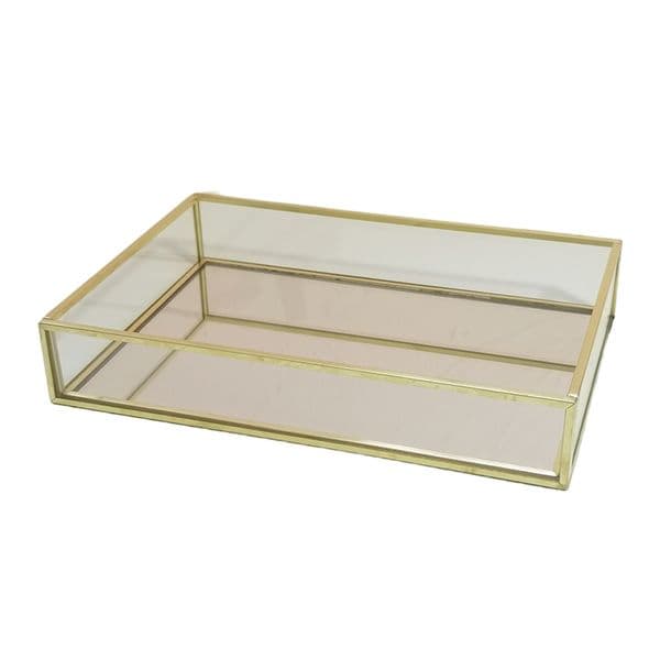 Nordic Gold Glass Mirror Decorative Storage Tray for Makeup Dessert Plate Jewelry Necklace Bracelet Table Perfume wedding brides