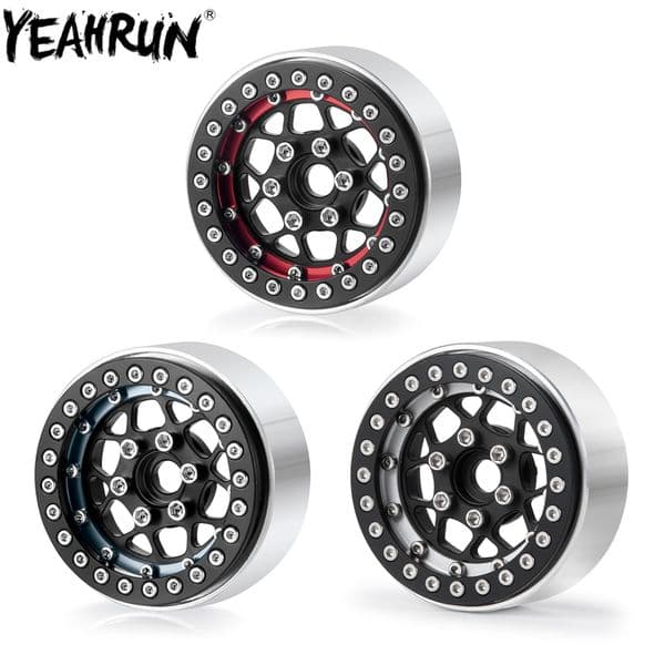 YEAHRUN 1.9 inch Metal Beadlock Wheel Hub 25mm Wheel Rim For 1/10 Axial SCX10 90027 90046 D90 D110 TRX4 RC Crawler Car