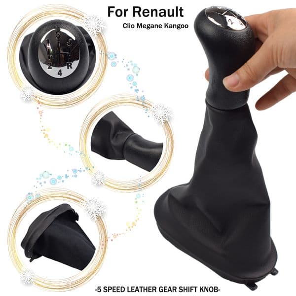 Manual 5 Speed Car Gear Shift Knob Lever with Boot Cover for Renault Clio 2 Clio 3 Megane 2 Scenic 2 Kangoo