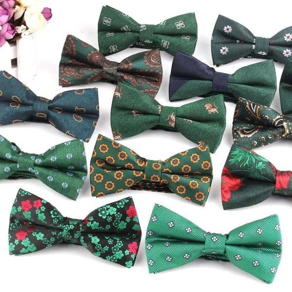 Green Men Bowtie Classic Bow tie For Men Women Bowknot Casual Boys Bow Ties Cravats Floral Bow ties For Wedding Party Male TieX241109