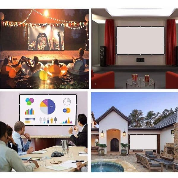 Yovanxer Portable Screen for Projector 84" 100" 150" 16:9 Polyester Outdoor Movie Curtain for Travel Home Theater DLP Projektor