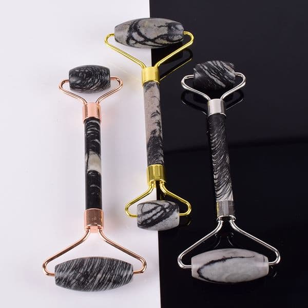 Natural Picasso Jasper Roller Guasha Tool Set Gift boxed Stone Massage Face Jade Roller Slimming Anti Wrinkle Cellulite Healing