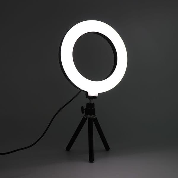 16cm 6inch Selfie Desktop Ring Light LED Lamp with Tripod Stand for Selfie Live Stream Makeup YouTube Video Photography Studio