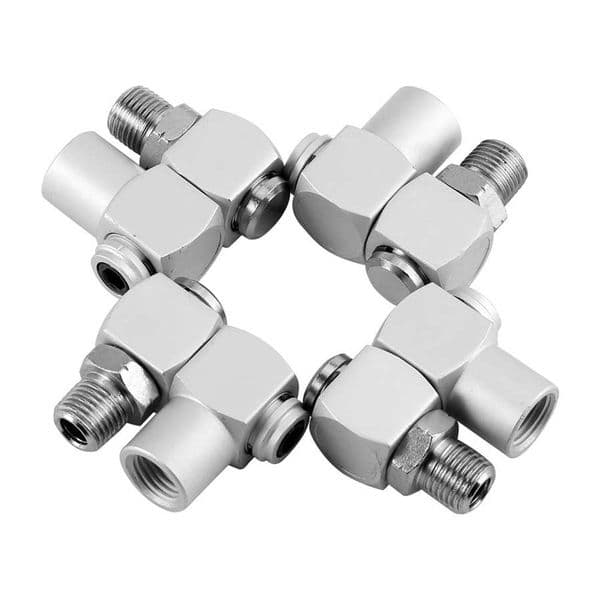 4Pcs Aluminum Universal 360 Degree Swivel Hose Connector 1/4" Hose Adapter Male Female Thread Pneumatic Tool Part
