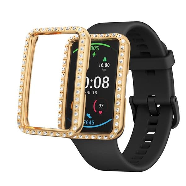 Colorful Rhinestone Bumper Hybrid Shell PC Watch Cover Case For -HUAWEI Watch Fit Smart Band Protector C7AB