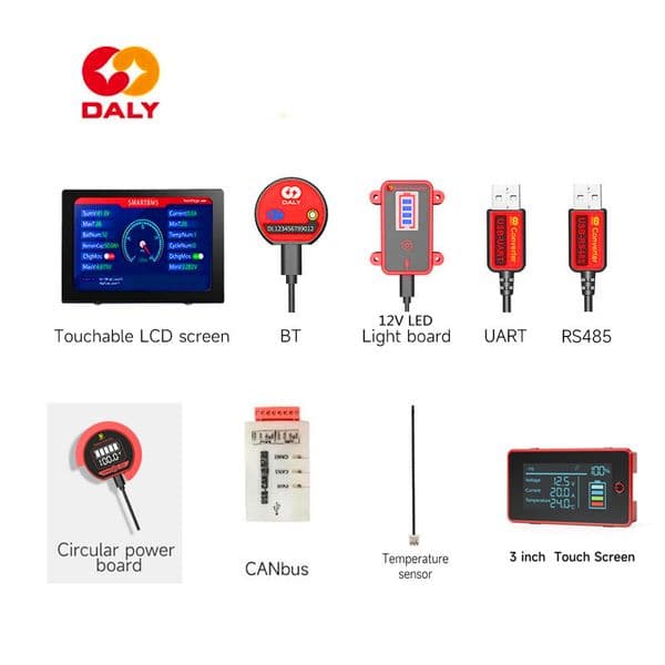 Daly Official BMS Accessories Touch LCD Display, Bluetooth Module, USB CAN BUS/UART/RS485, NTC Sensors, Power Board,Wifi Module