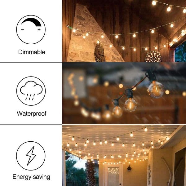 Solar Led Light Garland Outdoor G40 Shatterproof Bulbs 2025 Luces Led USB Fairy Lights For Garden Street new Wedding Decor Dimming Remote
