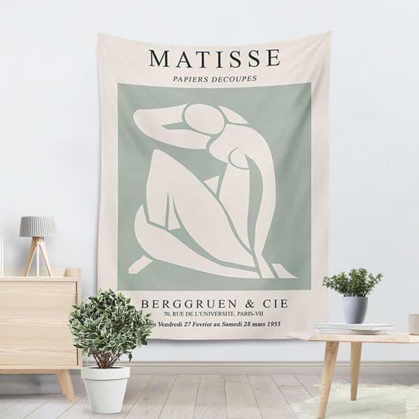 Abstract Minimalist Matisse Art Wall Hanging Anime Tapestry, Bohemian Hippie Cartoon, Aesthetic Beach Towel, Yoga Mat