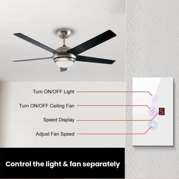 AVATTO Tuya Smart WiFi Fan Light Switch,EU/US Ceiling Fan Lamp Switch APP Remote Control Speed Works for Alexa Google Home