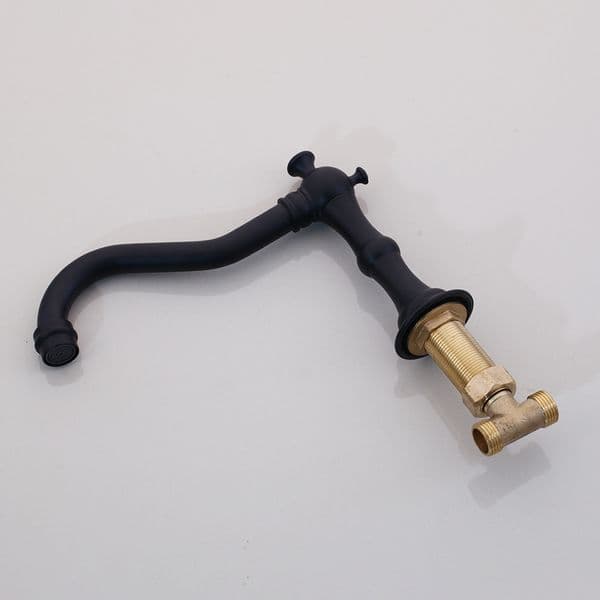 OUBONI Matte Black Bathtub Faucet Solid Brass 3 Pcs Dual Handles Swivel Spout Bathroom Basin Sink Faucet Mixer Tap 2 Handles