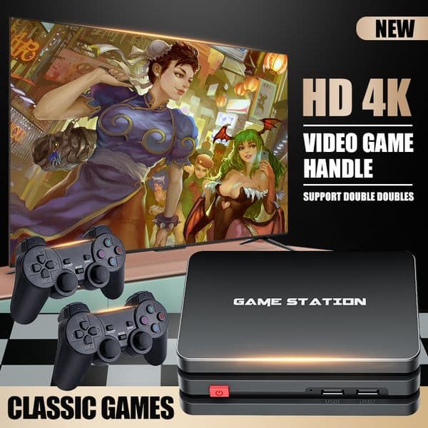 Video Game Console Quad Core 4K HD Built-in 10000+ Games PS Retro TV Game with Game Controller for PS1/GBA/FC/MAME/GBA/FC/MAME
