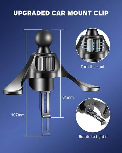 Untoom Car Phone Holder Base Universal 17mm Ball Head for Round Shape Car Air Vent Clip Magnetic Gravity Car Mount Phone Stand