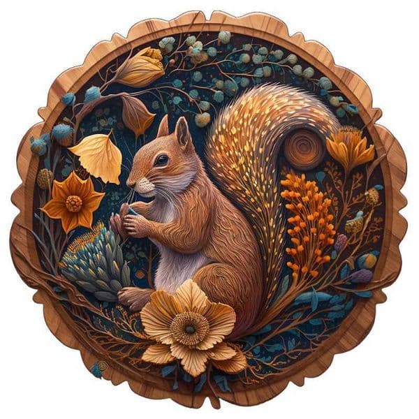 Animal Wood Puzzle Squirrel Wood Toy Irregular Shape 3D Puzzle DIY Craft Home Interactive Games Adult and Childrens Gifts W241109