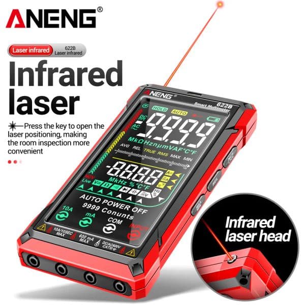 ANENG 622B Digital Smart Multimeter With Laser Lamp Auto Range True RMS DC/AC Voltage 9999 Analog Tester Meter Multitester