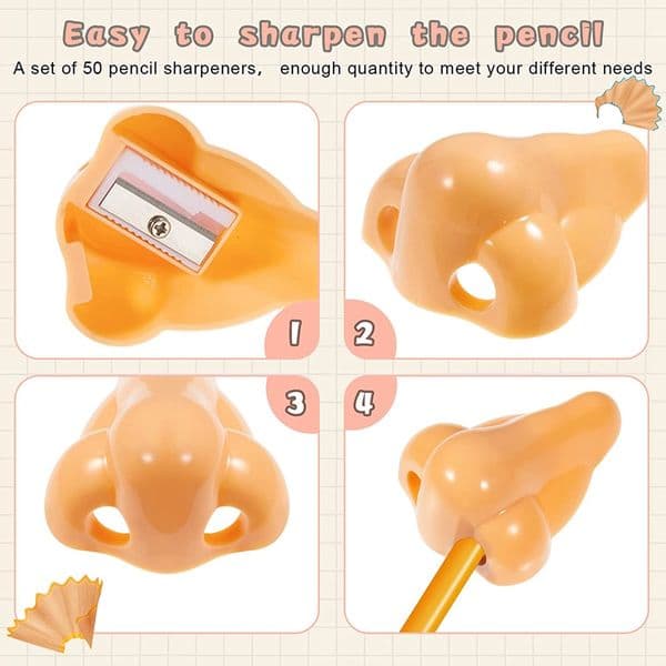 50 Pcs Nose Pencil Sharpeners Handheld Plastic Pencil Sharpeners Funny School Supplies
